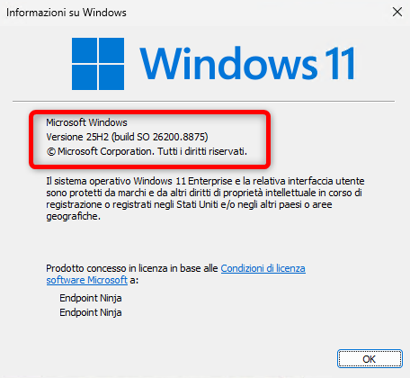 Windows 11 build 26200.8875 o 26100.8875 dopo KB5101650