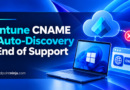 Microsoft Intune CNAME Auto-Discovery End of Support: Windows 11, servizio Intune e record DNS CNAME con simbolo di interruzione.