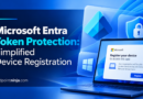 Microsoft Entra Token Protection simplified Windows device registration, illustrated with a protected Windows laptop and Microsoft Entra identity