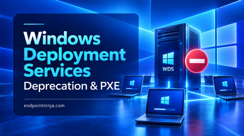 Illustrazione della deprecazione di Windows Deployment Services con un server collegato tramite PXE a più dispositivi Windows