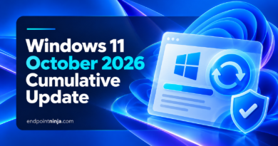 Windows 11 October 2026 Cumulative Update with Windows Update interface, installation progress, and security shield.